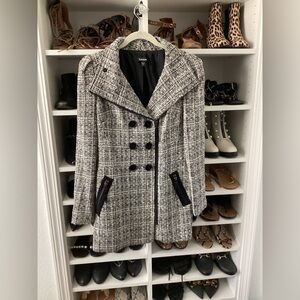 Bebe Black and White Trench Coat